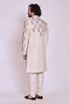 Shop_Jatin Malik_White Slub Silk Embroidered Sherwani Set _at_Aza_Fashions