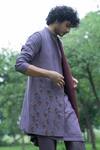 Shop Jatin Malik Purple Cotton , Slub Embroidered Jacket And Kurta Set at Aza Fashions Shop_Jatin Malik_Purple Cotton , Slub Embroidered Jacket And Kurta Set _at_Aza_Fashions