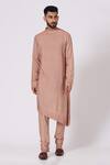 Buy_Jatin Malik_Pink Slub Silk Pintucks Kurta And Pant Set _at_Aza_Fashions