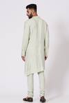 Shop_Jatin Malik_Green Slub Silk Pintucks Kurta And Pant Set _at_Aza_Fashions