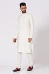 Buy_Jatin Malik_White Slub Silk Pintucks Kurta And Pant Set _at_Aza_Fashions
