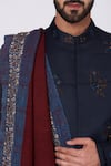 Jatin Malik_Blue Poly Silk Embroidered Bandhgala And Kurta Set _at_Aza_Fashions