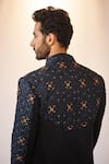 Jatin Malik_Blue Linen Silk Embroidered Kashmiri Jamawar Jacket And Kurta Set _Online_at_Aza_Fashions