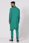Shop_Jatin Malik_Green Slub Silk Pintucks Kurta And Pant Set _at_Aza_Fashions
