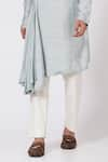 Shop_Jatin Malik_Grey Slub Silk Draped Kurta And Pant Set _Online_at_Aza_Fashions