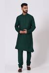 Buy_Jatin Malik_Green Slub Silk Pintucks Kurta And Pant Set _at_Aza_Fashions