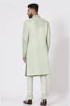 Shop_Jatin Malik_Green Linen Silk Embroidered Sherwani Set _at_Aza_Fashions