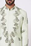 Shop_Jatin Malik_Green Slub Silk Embroidered Sherwani Set_Online_at_Aza_Fashions