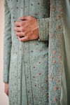 Shop_Jatin Malik_Grey Linen Silk, Lining Satin Floral Print Jamawar Sherwani And Kurta Set _Online_at_Aza_Fashions
