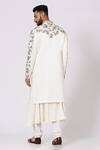 Shop_Jatin Malik_White Linen Silk Embroidered Sherwani Set _at_Aza_Fashions