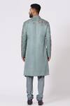 Shop_Jatin Malik_Grey Linen Silk Embroidered Sherwani Set _at_Aza_Fashions