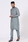 Buy_Jatin Malik_Grey Linen Silk Embroidered Sherwani Set _Online_at_Aza_Fashions