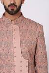 Jatin Malik_Pink Slub Silk Embroidered Sherwani Set _at_Aza_Fashions