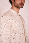 Shop_Jatin Malik_White Linen Silk, Lining Satin Floral Motifs Embroidered Jacket And Kurta Set _Online_at_Aza_Fashions