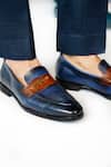 Buy_Jatin Malik_Blue Leather Loafers _at_Aza_Fashions