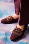 Buy_Jatin Malik_Wine Chain Embellished Loafers _at_Aza_Fashions