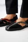 Jatin Malik_Black V Strap Caligae Sandals _Online_at_Aza_Fashions