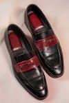 Shop_Jatin Malik_Black Leather Loafers _at_Aza_Fashions