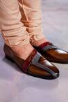 Jatin Malik_Brown V Strap Loafers _Online_at_Aza_Fashions
