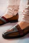 Buy_Jatin Malik_Brown V Strap Loafers _Online_at_Aza_Fashions