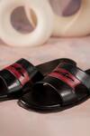 Shop_Jatin Malik_Black Lasercut Sliders _at_Aza_Fashions