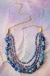 Shop_Jatin Malik_Blue Semi Precious Stones Layered Embellished Necklace _at_Aza_Fashions