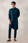 Buy_Jatin Malik_Blue Linen Silk Kurta Set _at_Aza_Fashions