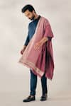 Buy_Jatin Malik_Pink Embroidered Colorblock Pashmina Shawl _at_Aza_Fashions