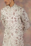 Jatin Malik_White Linen Silk Embroidered Floral Sherwani Set _Online_at_Aza_Fashions