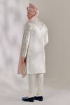 Shop_Jatin Malik_Ivory Linen Silk Floral Print Embroidered Sherwani Set _at_Aza_Fashions