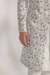 Buy_Jatin Malik_Ivory Linen Silk Floral Print Embroidered Sherwani Set _Online_at_Aza_Fashions
