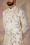 Jatin Malik_White Linen Silk Floral Print Embroidered Sherwani Set _Online_at_Aza_Fashions