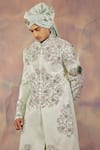 Buy_Jatin Malik_Blue Linen Silk Floral Print Embroidered Sherwani Set _Online_at_Aza_Fashions