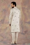 Buy_Jatin Malik_White Linen Silk Floral Print Embroidered Sherwani Set _Online_at_Aza_Fashions