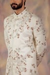 Shop_Jatin Malik_White Linen Silk Floral Print Embroidered Sherwani Set _Online_at_Aza_Fashions