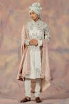Buy_Jatin Malik_Blue Linen Silk Floral Print Embroidered Sherwani Set _at_Aza_Fashions