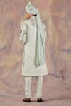 Shop_Jatin Malik_Blue Linen Silk Floral Print Embroidered Sherwani Set _at_Aza_Fashions