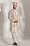 Jatin Malik_Off White Linen Silk Embroidered Floral Sherwani Set _Online_at_Aza_Fashions