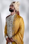 Buy_Jatin Malik_Off White Linen Silk Embroidered Floral Sherwani Set _Online_at_Aza_Fashions