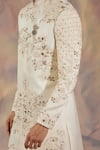 Buy_Jatin Malik_Ivory Linen Silk Floral Print Embroidered Sherwani Set _Online_at_Aza_Fashions