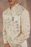 Shop_Jatin Malik_Ivory Linen Silk Floral Print Embroidered Sherwani Set _Online_at_Aza_Fashions