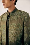 Jatin Malik_Green Linen Silk Embroidered Geometric Jacket And Pant Set _Online_at_Aza_Fashions