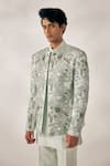 Jatin Malik_Blue Linen Silk Embroidered Floral Jacket And Pant Set _Online_at_Aza_Fashions