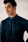 Jatin Malik_Blue Linen Silk Marble Dyed Kurta Set _Online_at_Aza_Fashions
