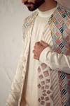 Buy_Jatin Malik_Ivory Linen Silk Embroidered Geometric Jacket And Kurta Set _Online_at_Aza_Fashions