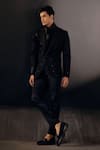 Buy_Jatin Malik_Black Linen Silk Sequin Embroidered Tuxedo Pant Set _at_Aza_Fashions