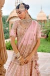 Shop_Jigar Mali_Pink Pure Dupion Silk Embroidery Cutdana Zardozi Bridal Lehenga Set _at_Aza_Fashions