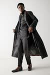 Buy_Jatin Malik_Black Modal, Rayon Embroidery Farisha Long Overcoat _Online_at_Aza_Fashions