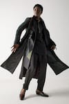 Shop_Jatin Malik_Black Modal, Rayon Embroidery Farisha Long Overcoat _Online_at_Aza_Fashions