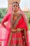 Shop_Jigar Mali_Fuchsia Pure Dupion Silk Embroidery Zardozi Bridal Lehenga Set  _at_Aza_Fashions